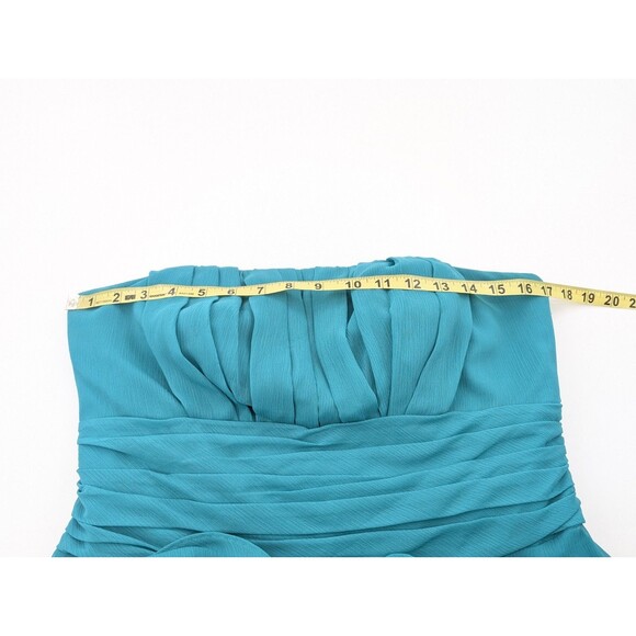 Davids Bridal Aqua Turquoise Strapless Chiffon Bridesmaid Dress F14169 Size 10 - Picture 6 of 8